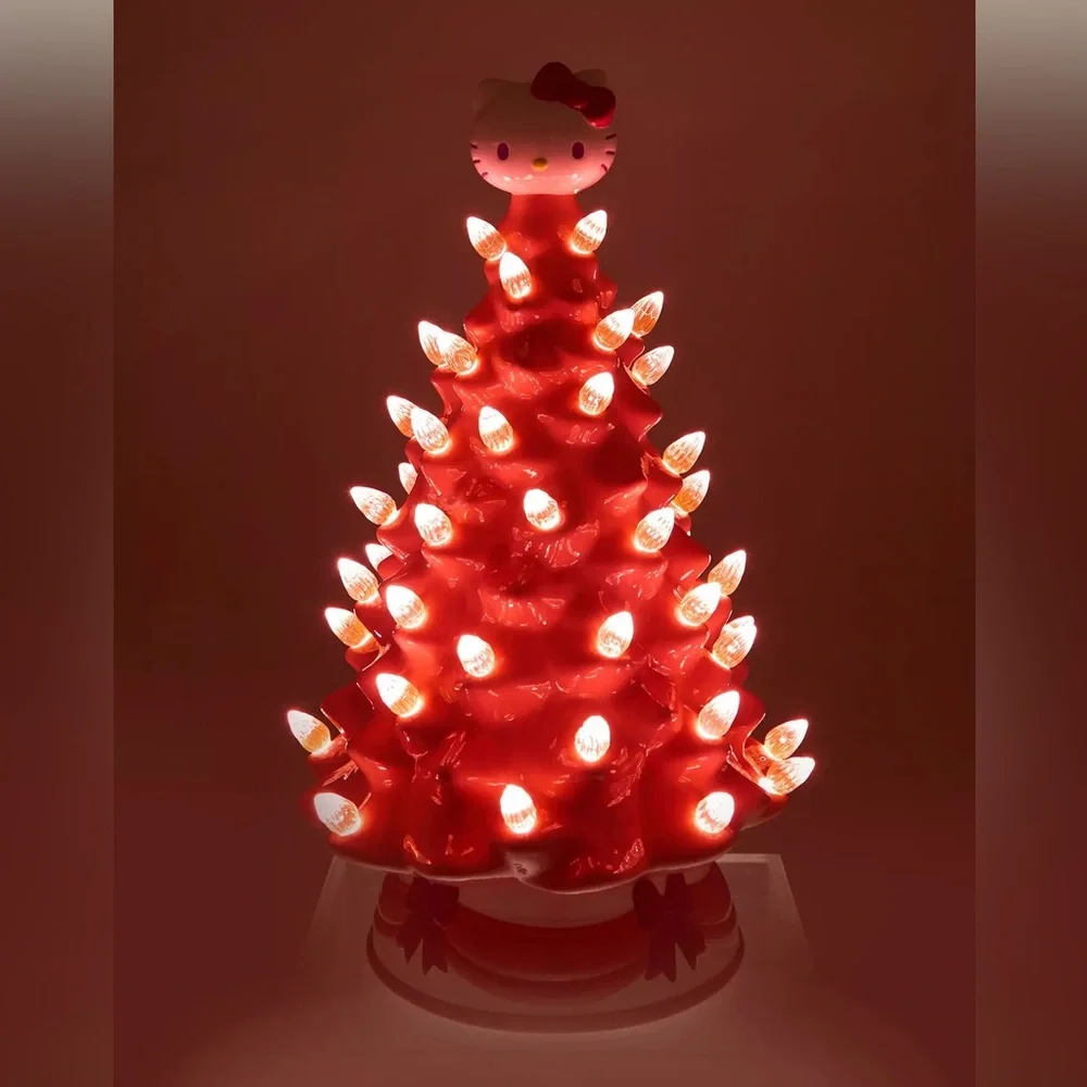 SANRIO x HELLO KITTY Ceramic Light Up Christmas Tree in Pink - Picture 2 of 7